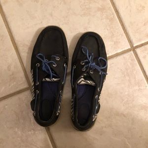 Women’s Black Zebra Sperry Shoes Size 8